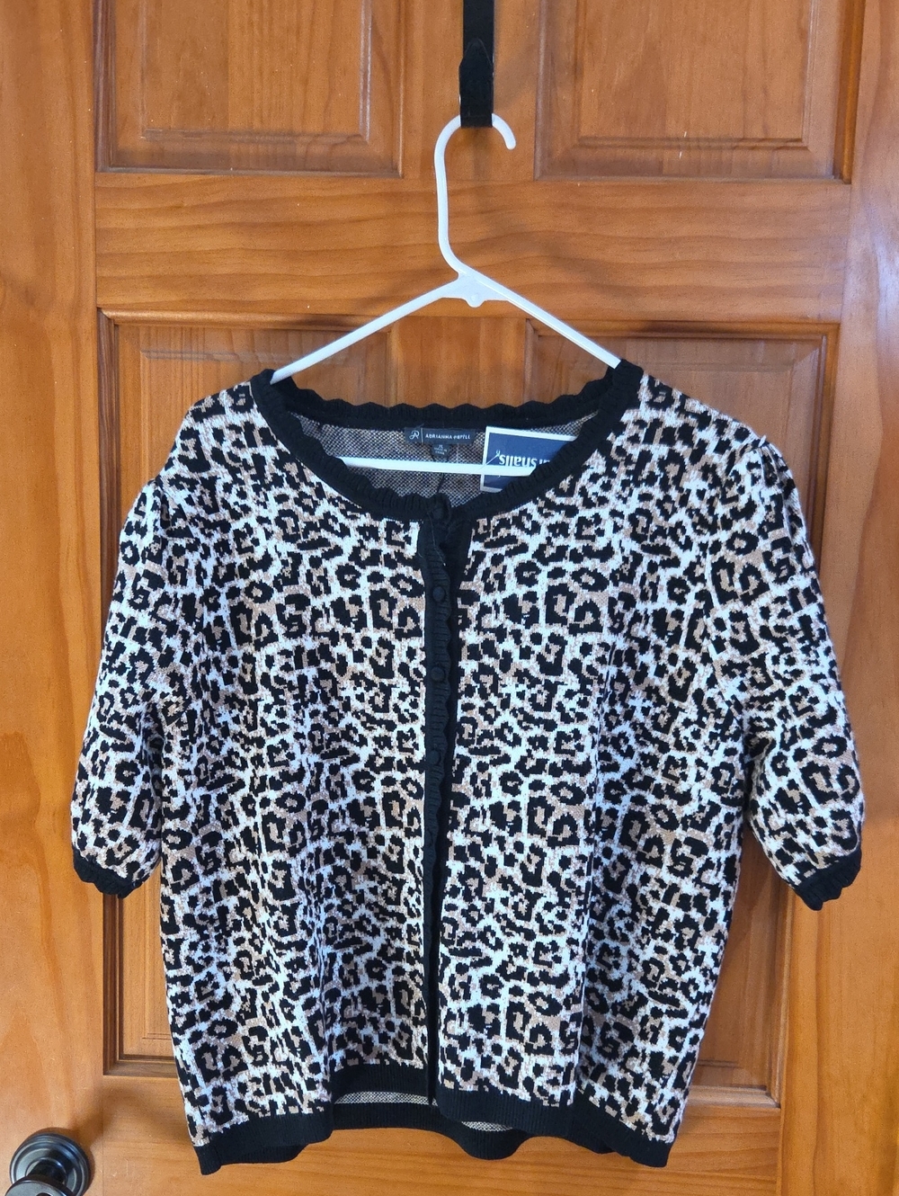 Adrianna Papell Black and Cream Knit Cardigan